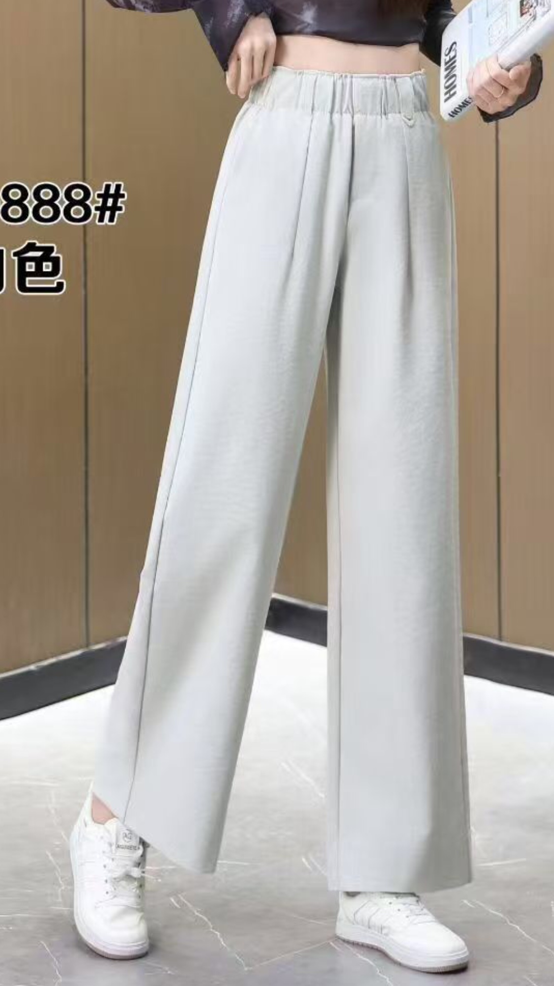 In the autumn and winter of 2025, there are trendy straight-leg elastic tea-white long pants for women pic 2