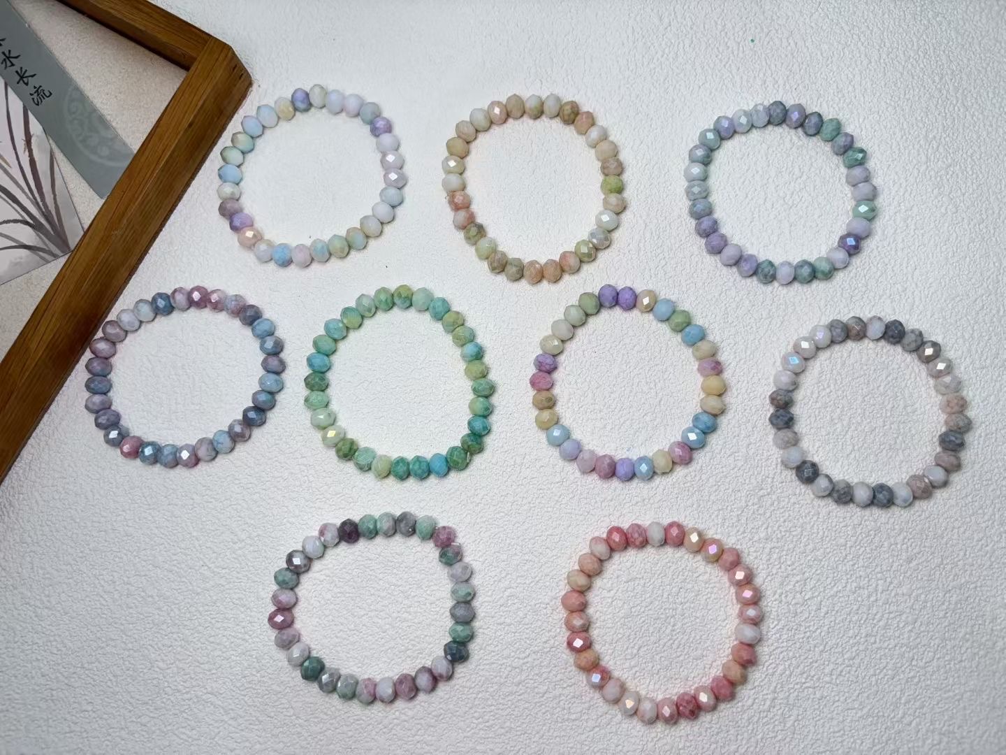 批发彩色仿玛瑙石手链切面异形手串