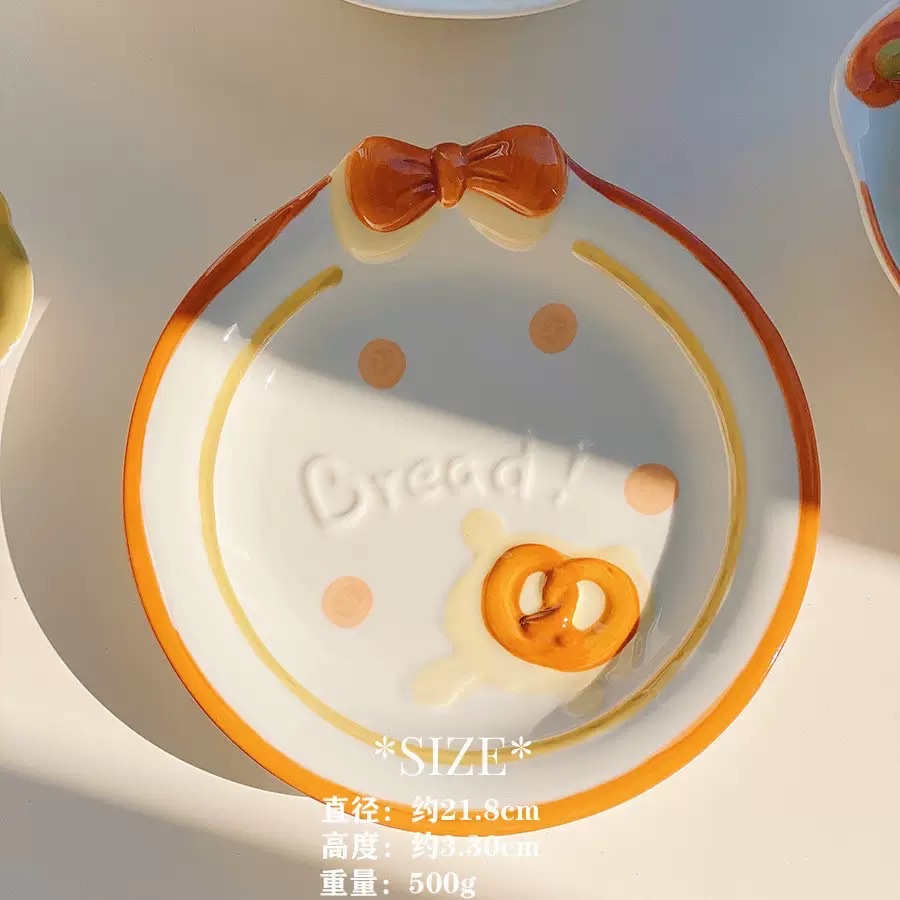 Cute bread, ceramic tableware, household bowls, desserts, cookies, bread, high appearance level, round plates, rice bowls, spoons, plates, dinner plates detail image 9