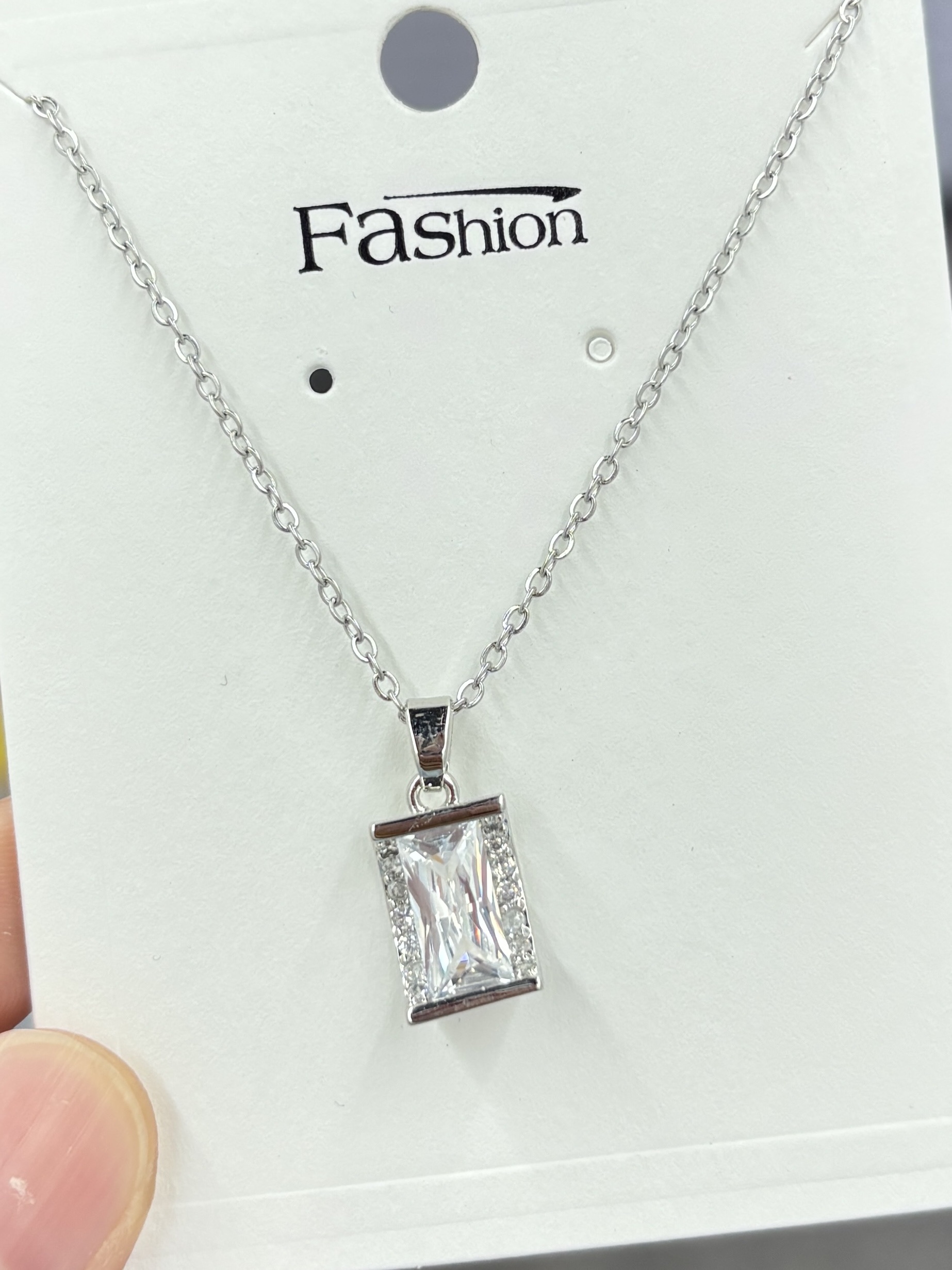 沙金锆石项链银饰不锈钢时尚百搭项链女款简约潮流饰品项链锆石项链不锈钢项链