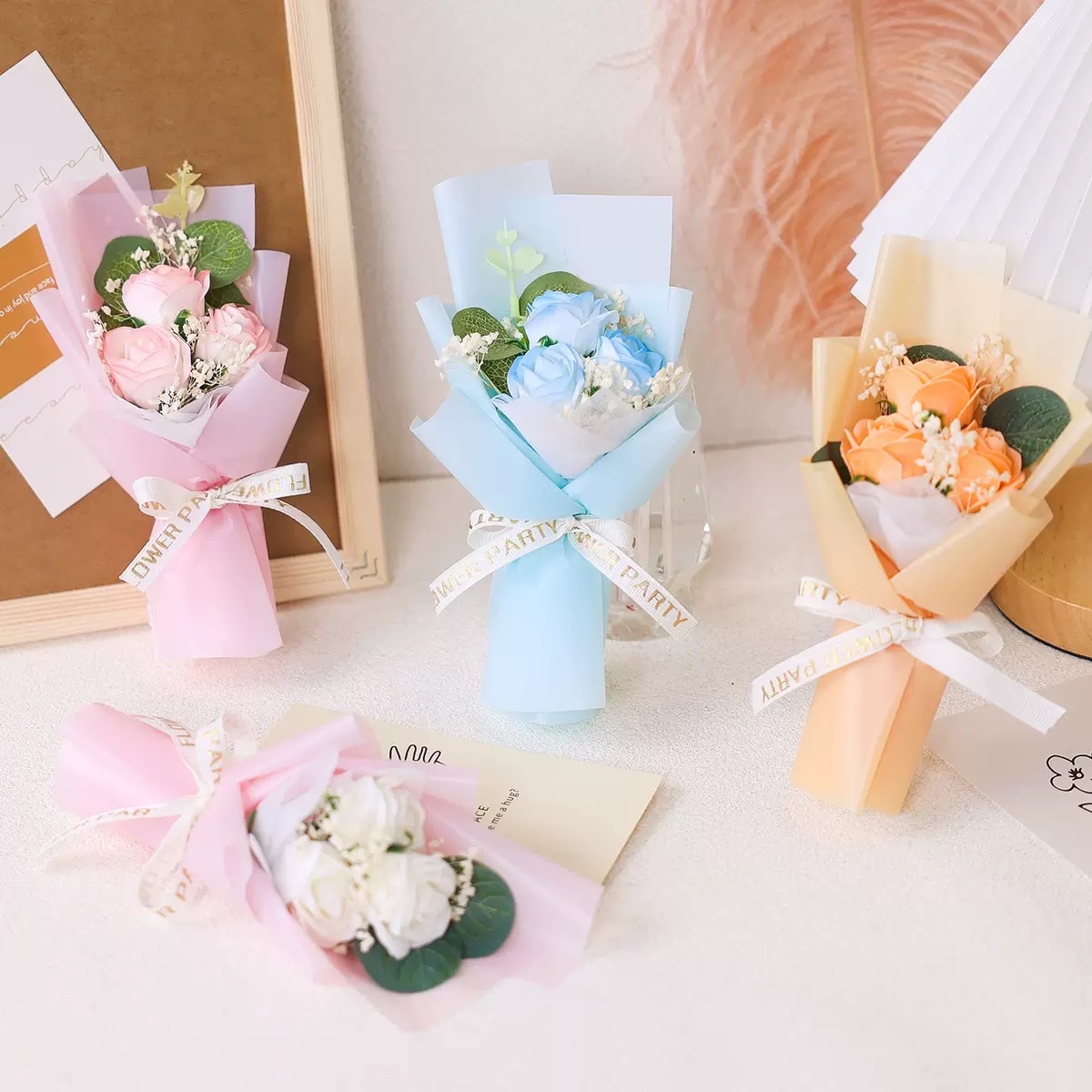 教师芬花香皂花礼盒肥皂花小熊玫瑰花教师节送礼创意香皂礼品装