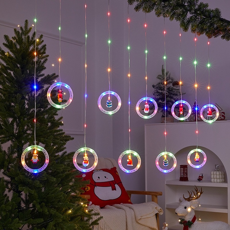 Christmas five-pointed star curtain lights, festival decoration lights, string leather lines, Christmas atmosphere decoration, creative wishing ball lights Specification image