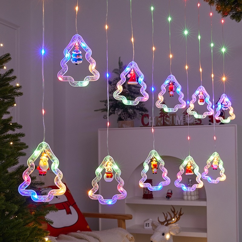 Christmas five-pointed star curtain lights, festival decoration lights, string leather lines, Christmas atmosphere decoration, creative wishing ball lights details Picture
