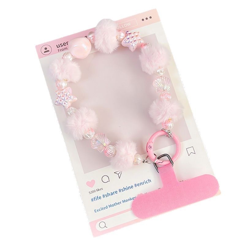 可爱毛球星星贝壳手链手机挂耳机套挂饰包包挂件钥匙扣挂件 钥匙扣钥匙扣详情图4