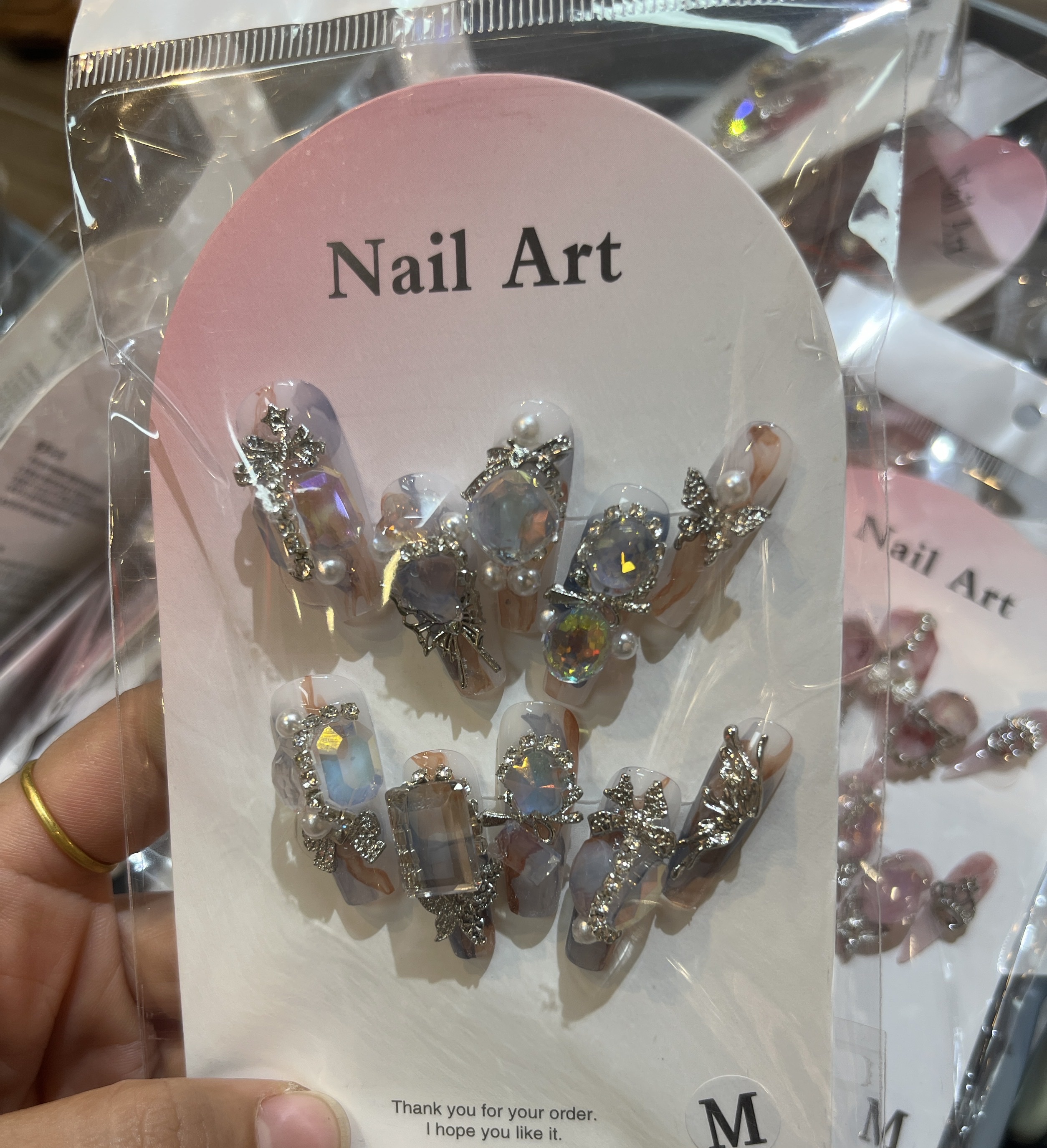 Light luxury zircon full diamond heavy industry nail art, pure handcrafted nail art Item Picture