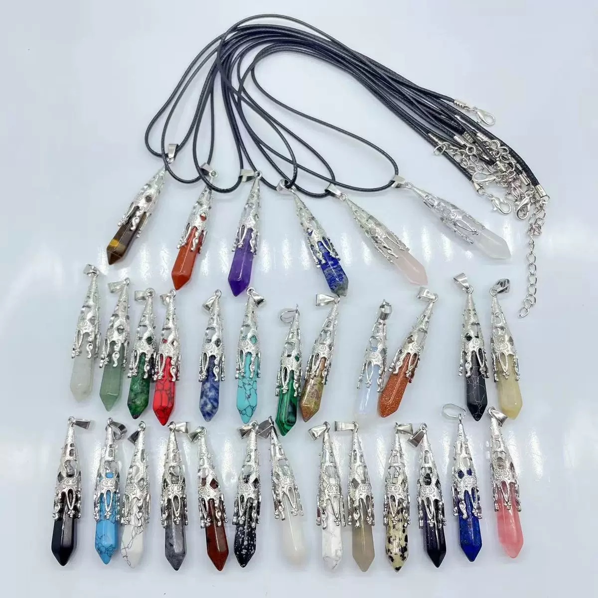 Natural stone cross, best-selling pendant on Amazon, stainless steel, natural crystal agate Specification image