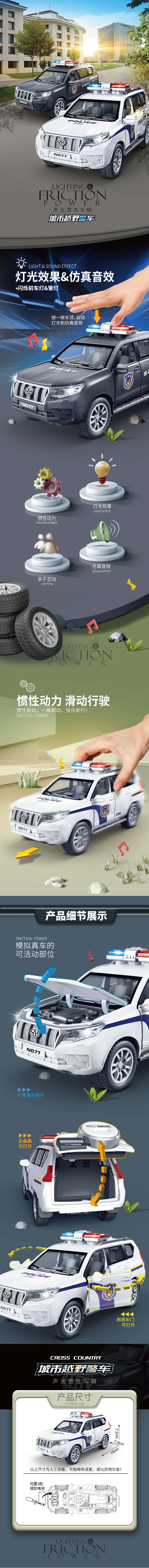 A model car of a sound and light inertial police car details Picture