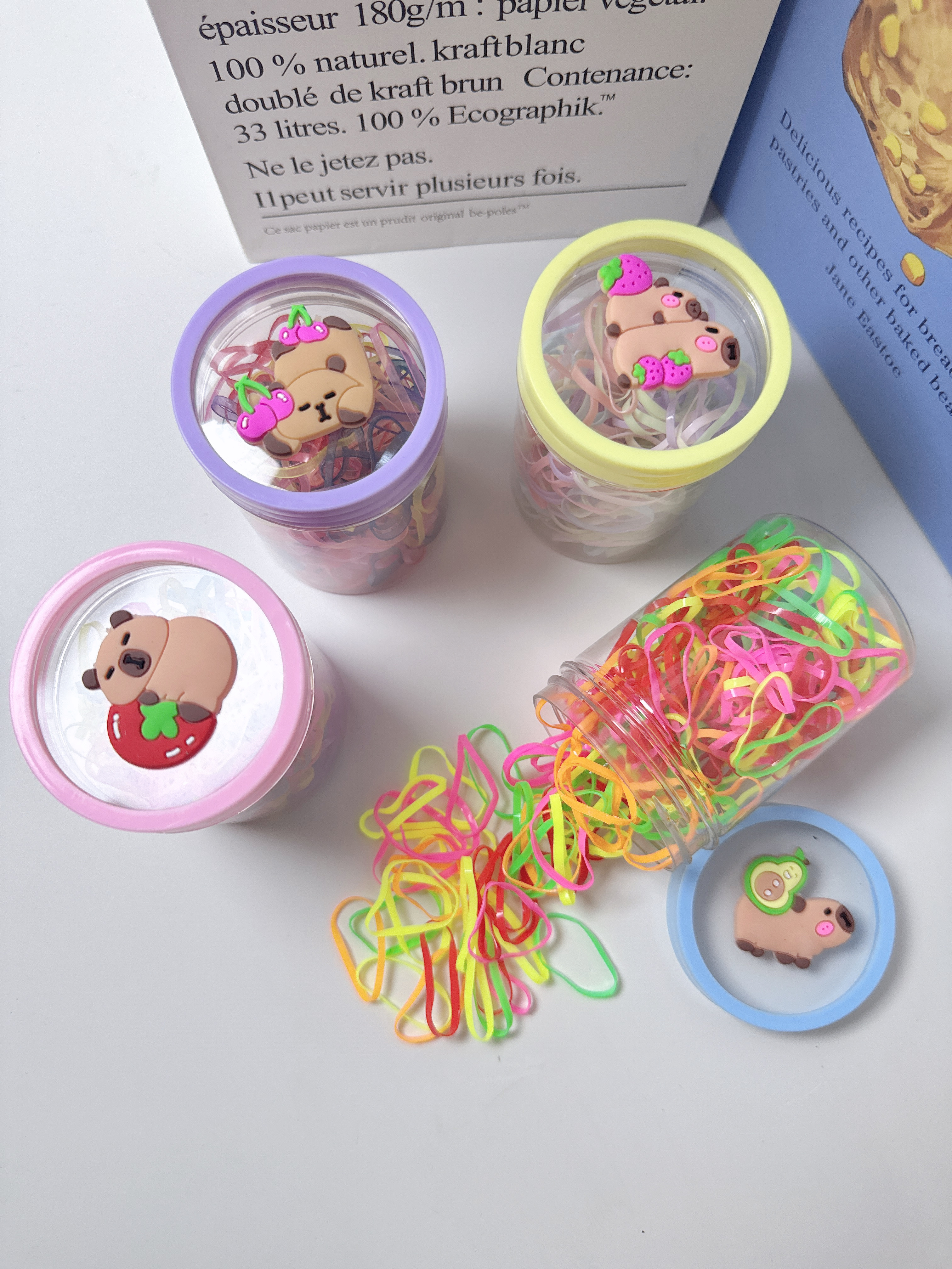 Colorful disposable rubber bands, children's hair non-damaging hair ties, high-elasticity and durable hair bands, little girls' hair ties, hair accessories details Picture