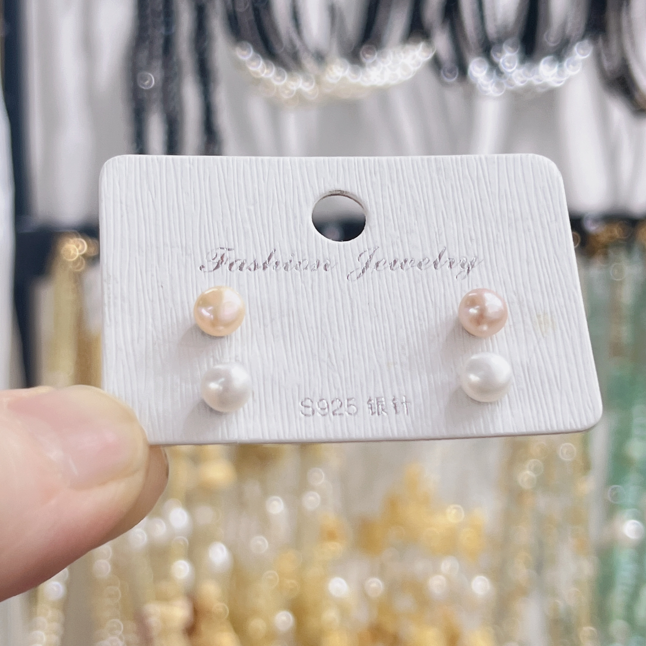 Yunyi Shijia freshwater pearl stud earrings, approximately 5-6mm in diameter, S925 silver needle, white natural pearl stud earrings, pearl earrings and accessories detail image 9