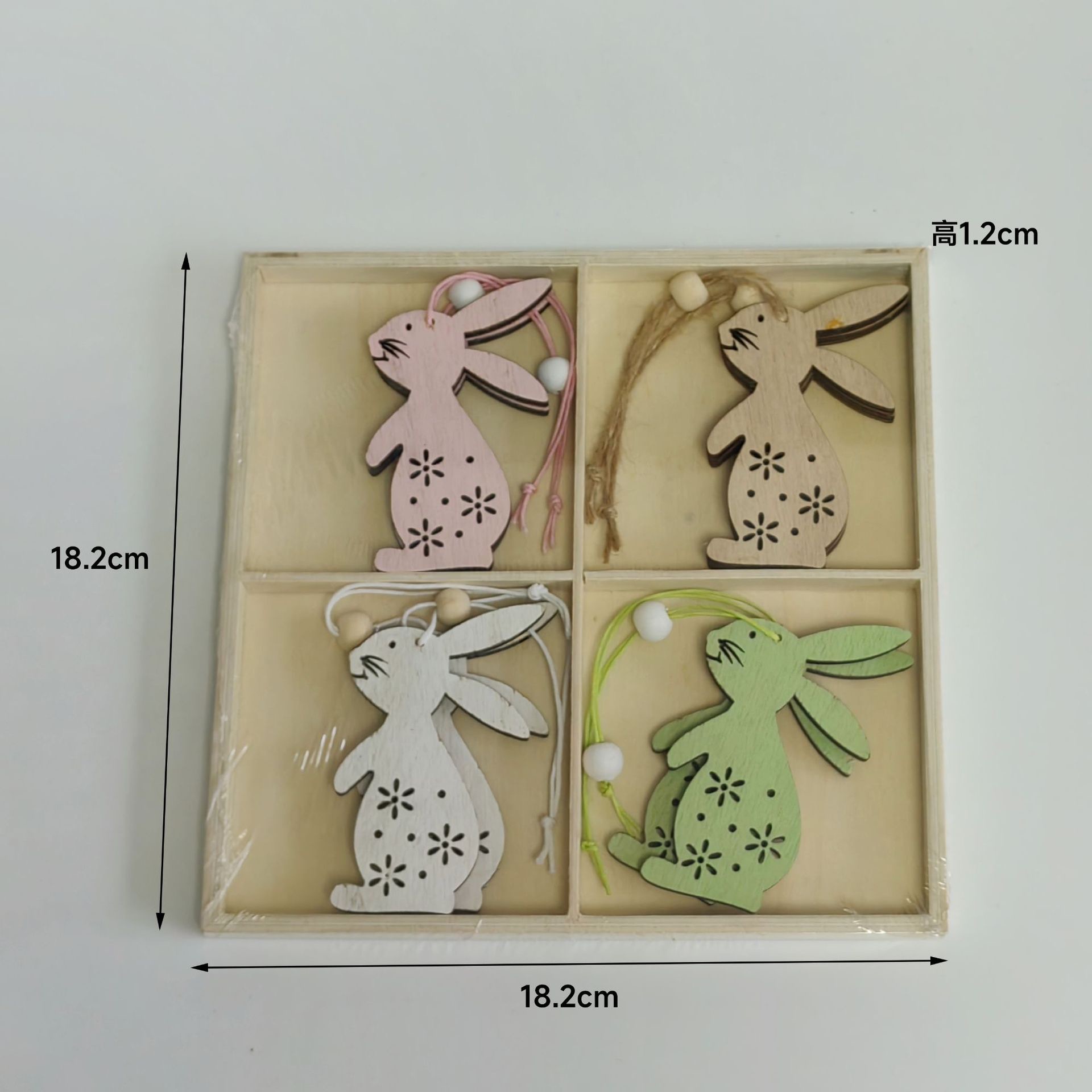 创意木质工艺品挂件复活节派对装饰品小动物托盘盒装摆件跨境 详情图11