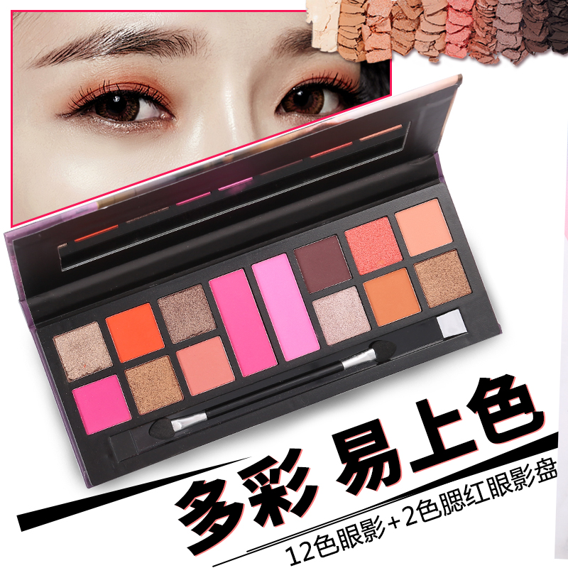 12色眼影2色腮红眼影盘裸妆哑光亮光自然少女系网红懒人初学者全套01