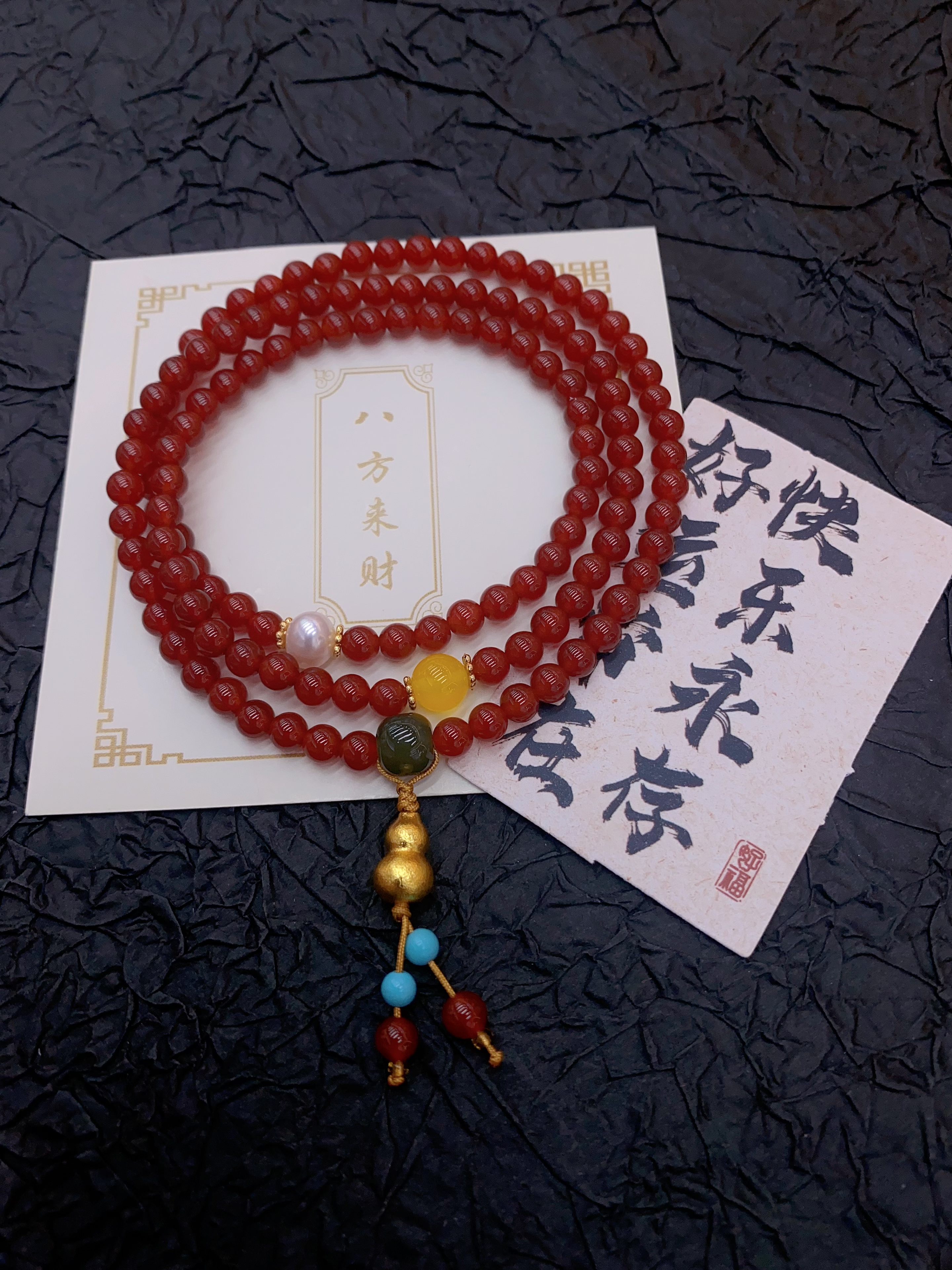 天然红玛瑙手串女款A+级红玛瑙多圈手链葫芦详情图5