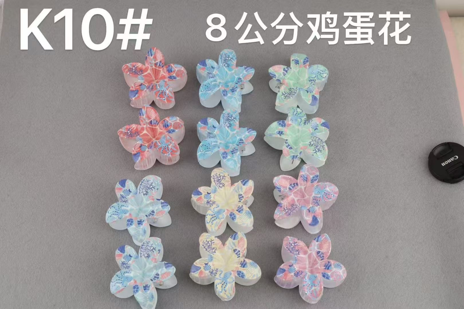 热销8cm鸡蛋花抓夹跨境花朵发夹女时尚度假后脑勺鲨鱼夹发饰