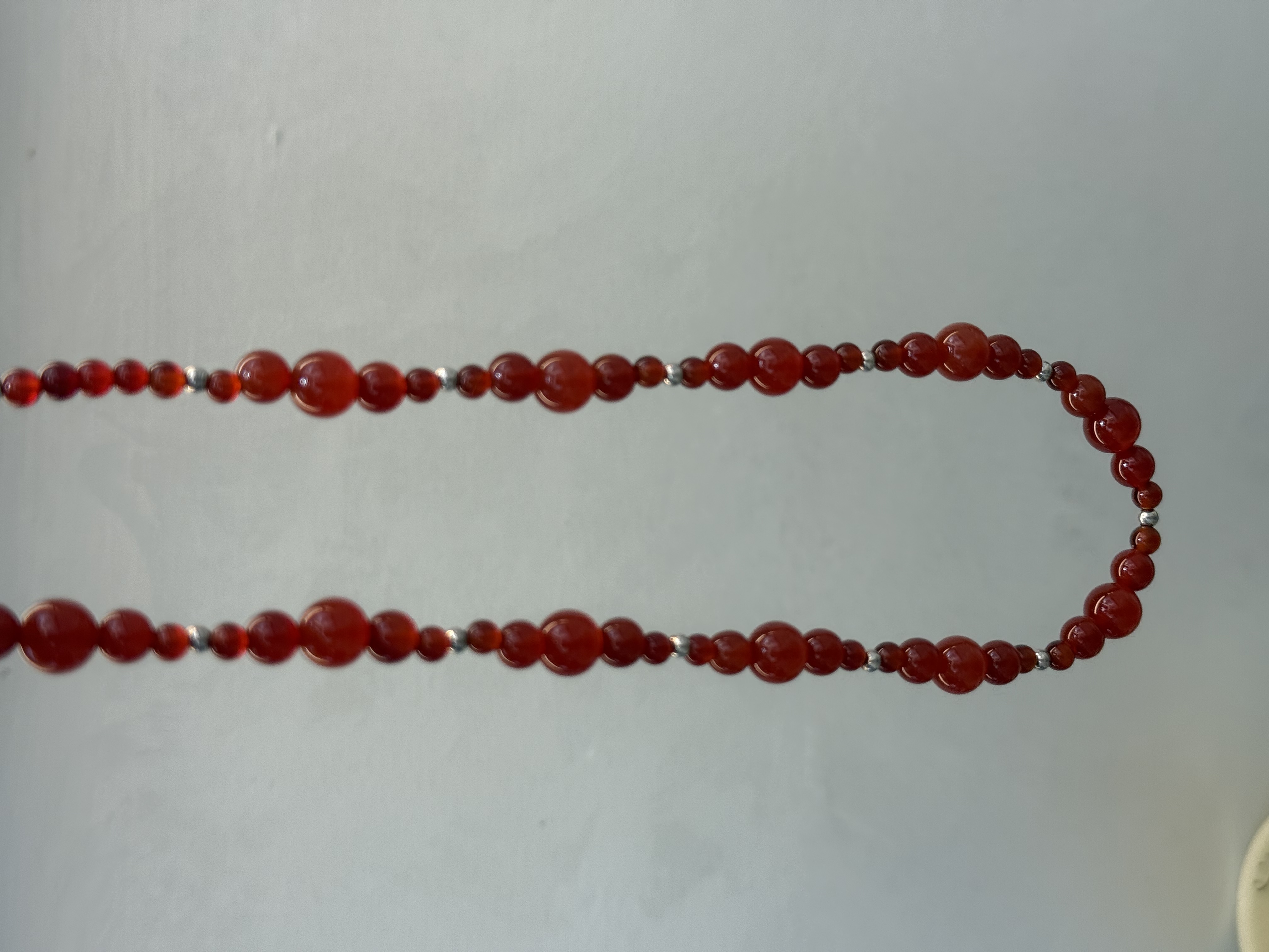 韩系红玛瑙银珠s925项链项链银饰温柔风天然石新年氛围锁骨链新中式气质设计