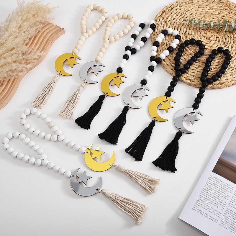 Cross-border wooden bead pendants, diy tassel jewelry accessories, festival home beaded and hemp rope decoration home pendants wholesale detail image 2