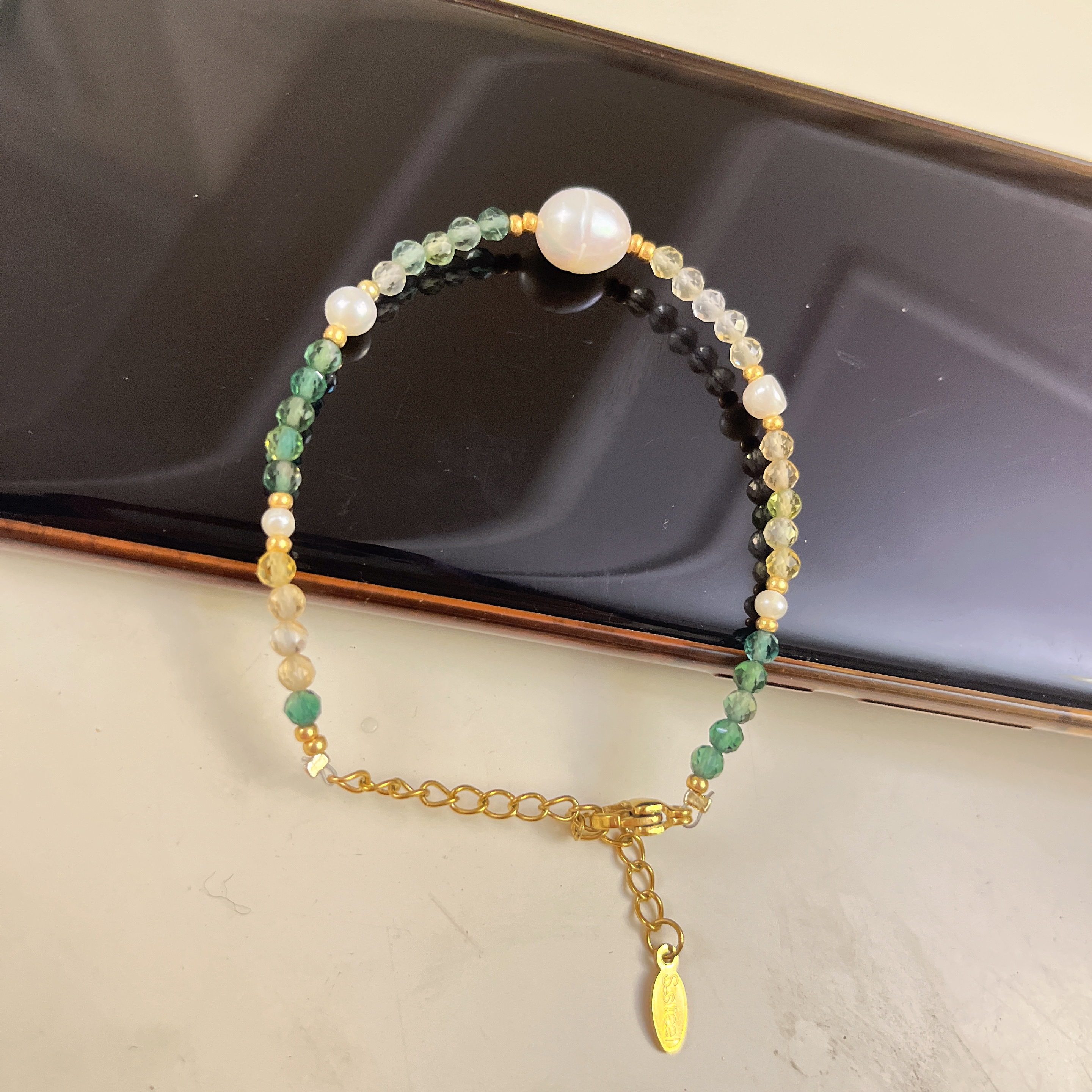 云逸饰家 天干水晶石搭配淡水珍珠手链项链套装定制原创新款手饰项饰饰品套装详情5