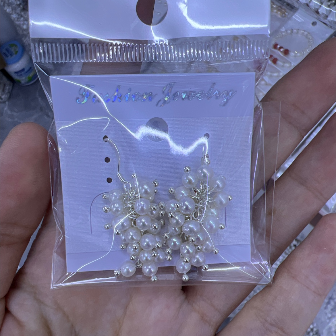 Pearl grape earrings, heavy craftsmanship, light luxury, exquisite handcrafted, gentle designer, 925 silver needle ear pendant for women Specification image