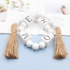 2025 HOME Square Square hemp Rope tassel beading Creative DIY hemp rope and wooden beading Home Decoration Pendant details Picture
