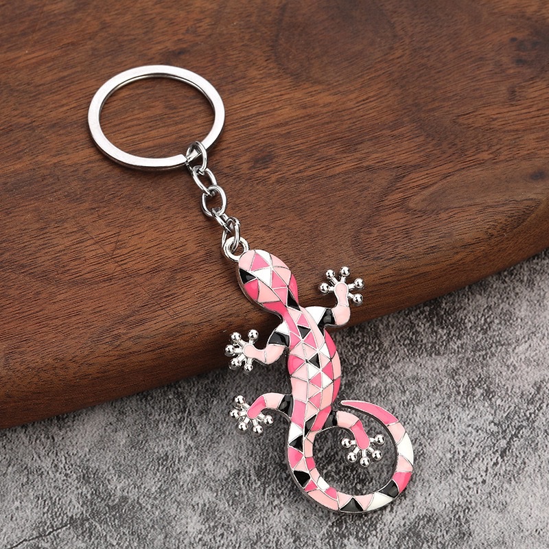 Rex rabbit fur ball keychain accessories, transparent cherry beads, cute key chain ornaments, creative diy gifts, gecko and Brazilian lizard accessories details Picture