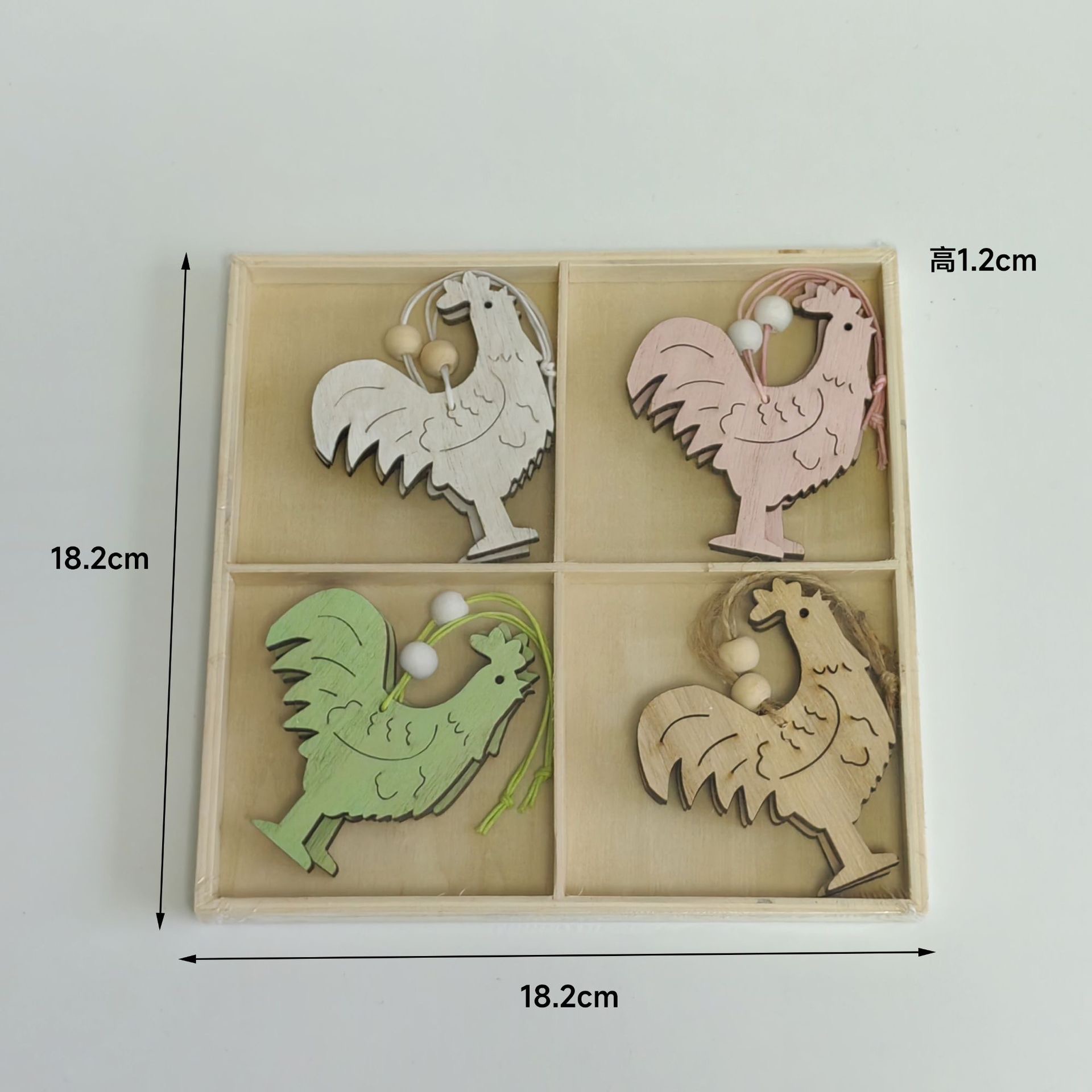 创意木质工艺品挂件复活节派对装饰品小动物托盘盒装摆件跨境 详情图8