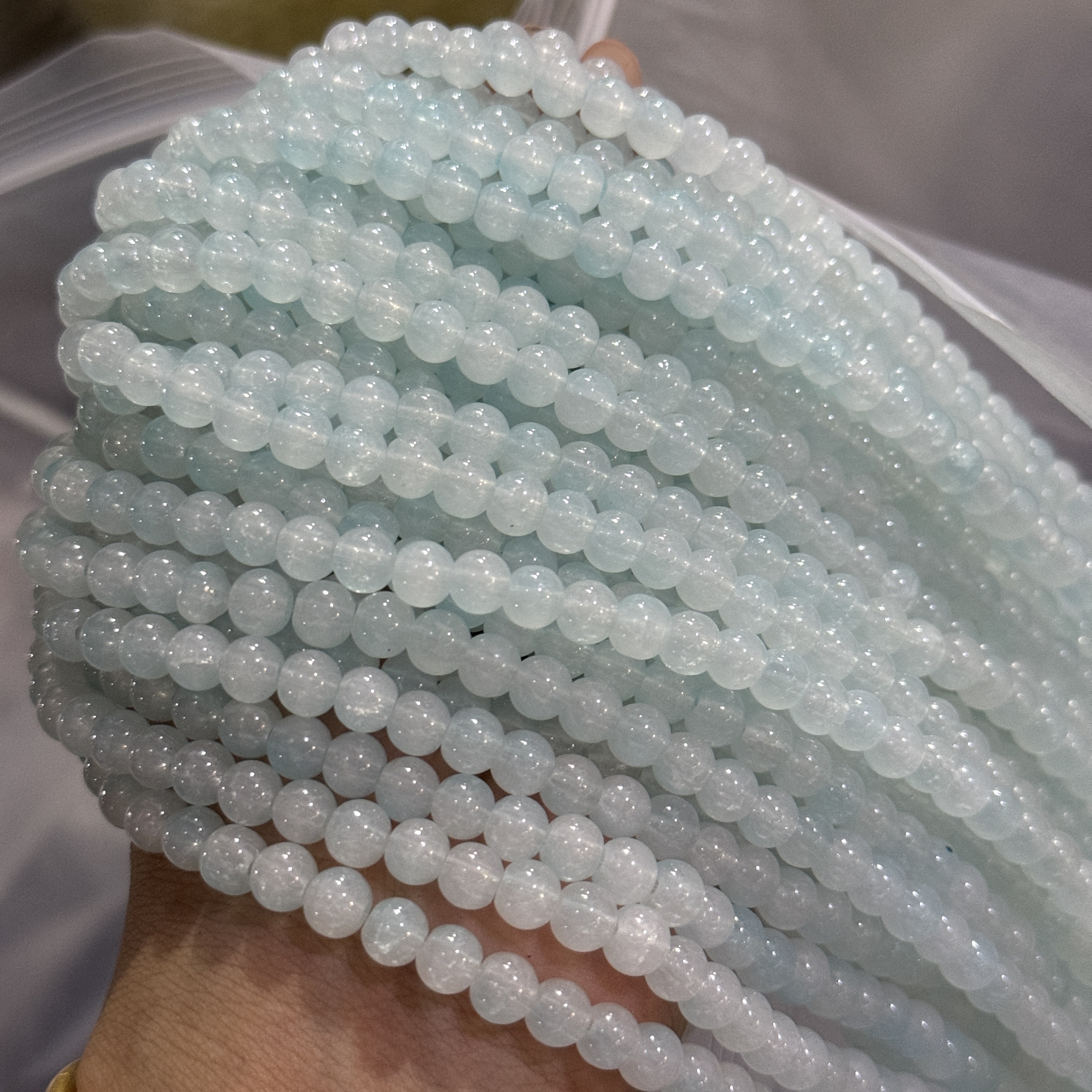 玻璃珠子琉璃珠串散珠手工DIY饰品配件多色可选卡8玉碎