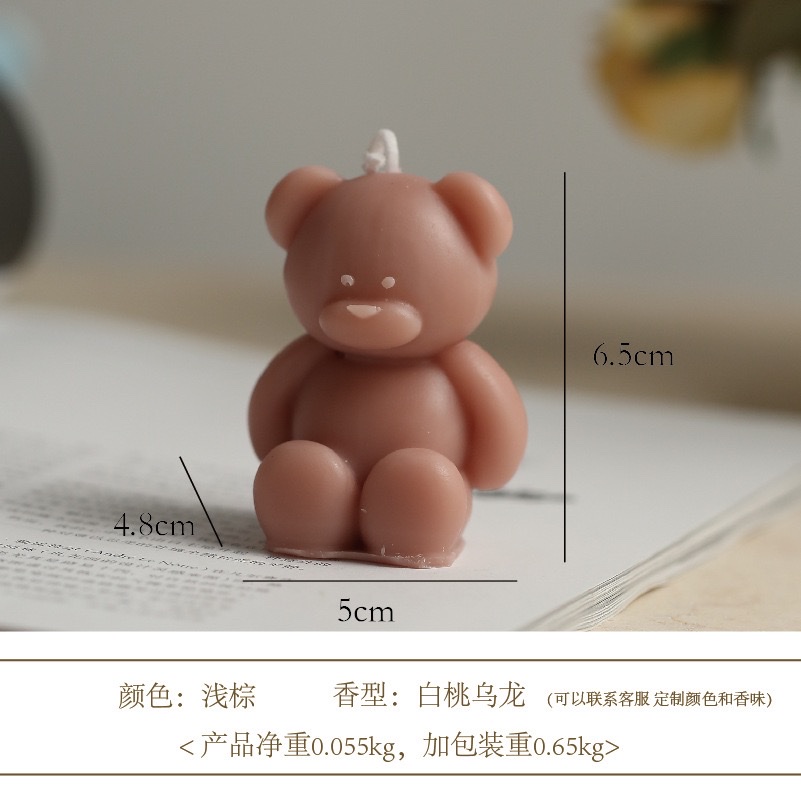 Wholesale Nordic-style birthday bear scented candles. Cute little chubby bear-shaped scented candle ornaments for Women's Day detail image 5
