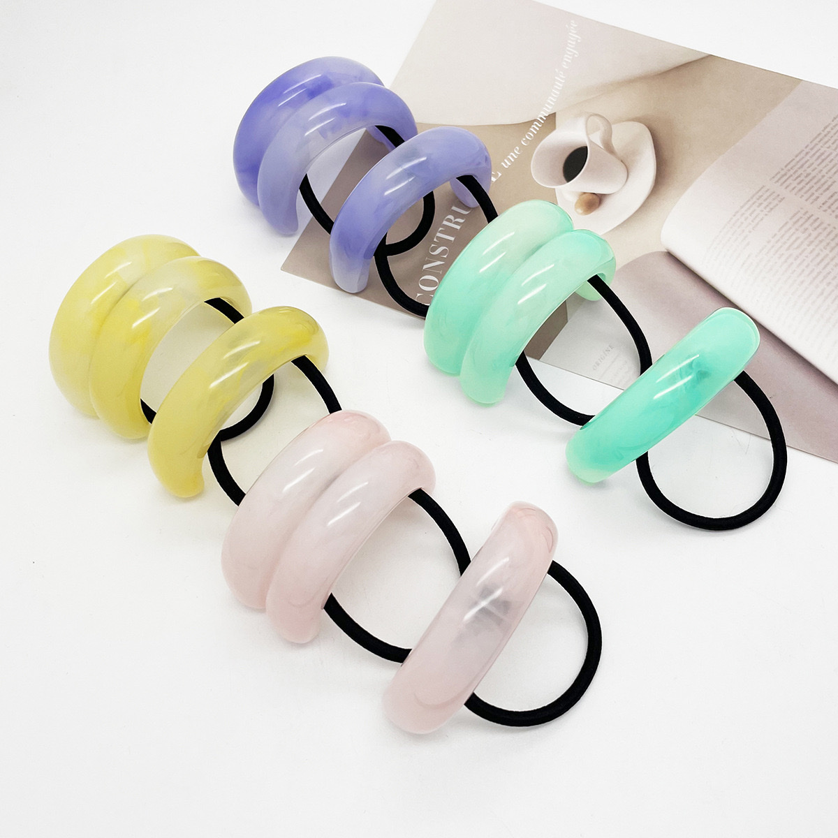 欧美女士发绳拼接头绳树脂简约时尚发饰头饰拱形发饰百搭潮流发绳