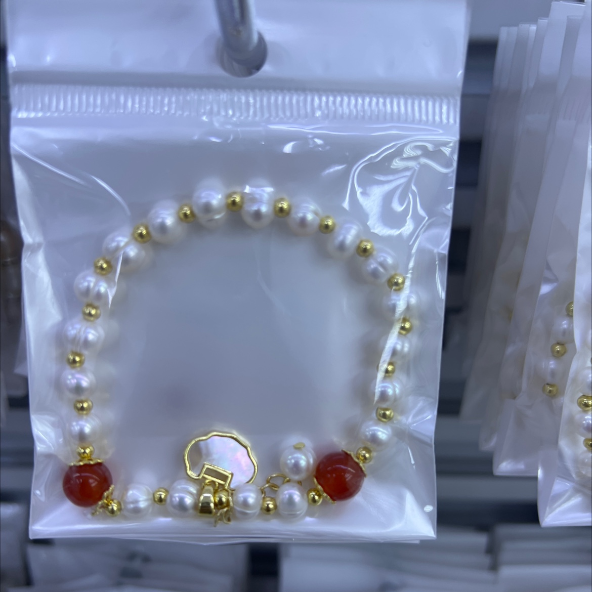 轻奢复古新中式平安锁天然珍珠贝母手链女国风设计师小众手环手饰细节图