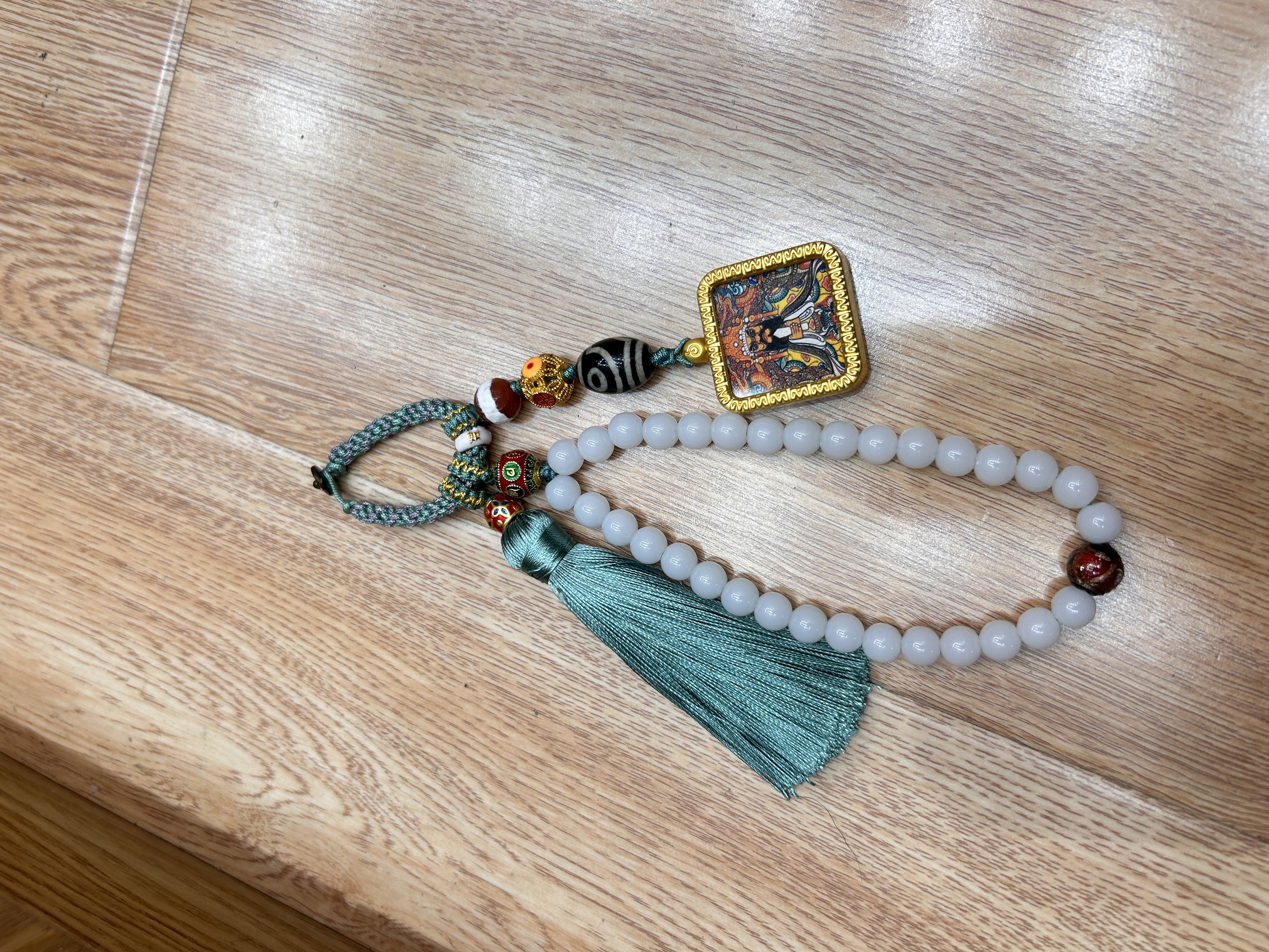 藏饰唐卡挂冰丝流苏、仿普通根景泰蓝配饰挂件