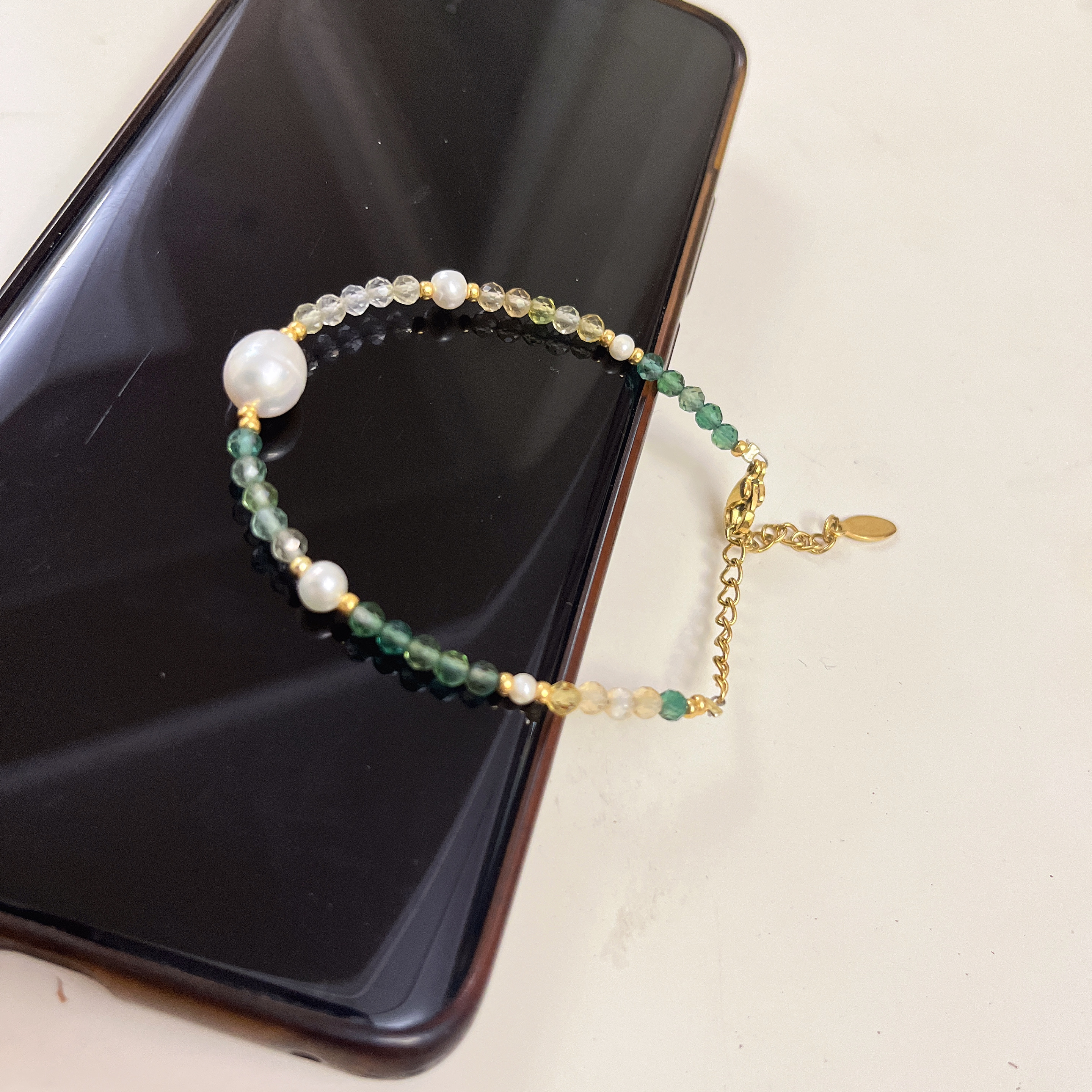 云逸饰家 天干水晶石搭配淡水珍珠手链项链套装定制原创新款手饰项饰饰品套装详情6