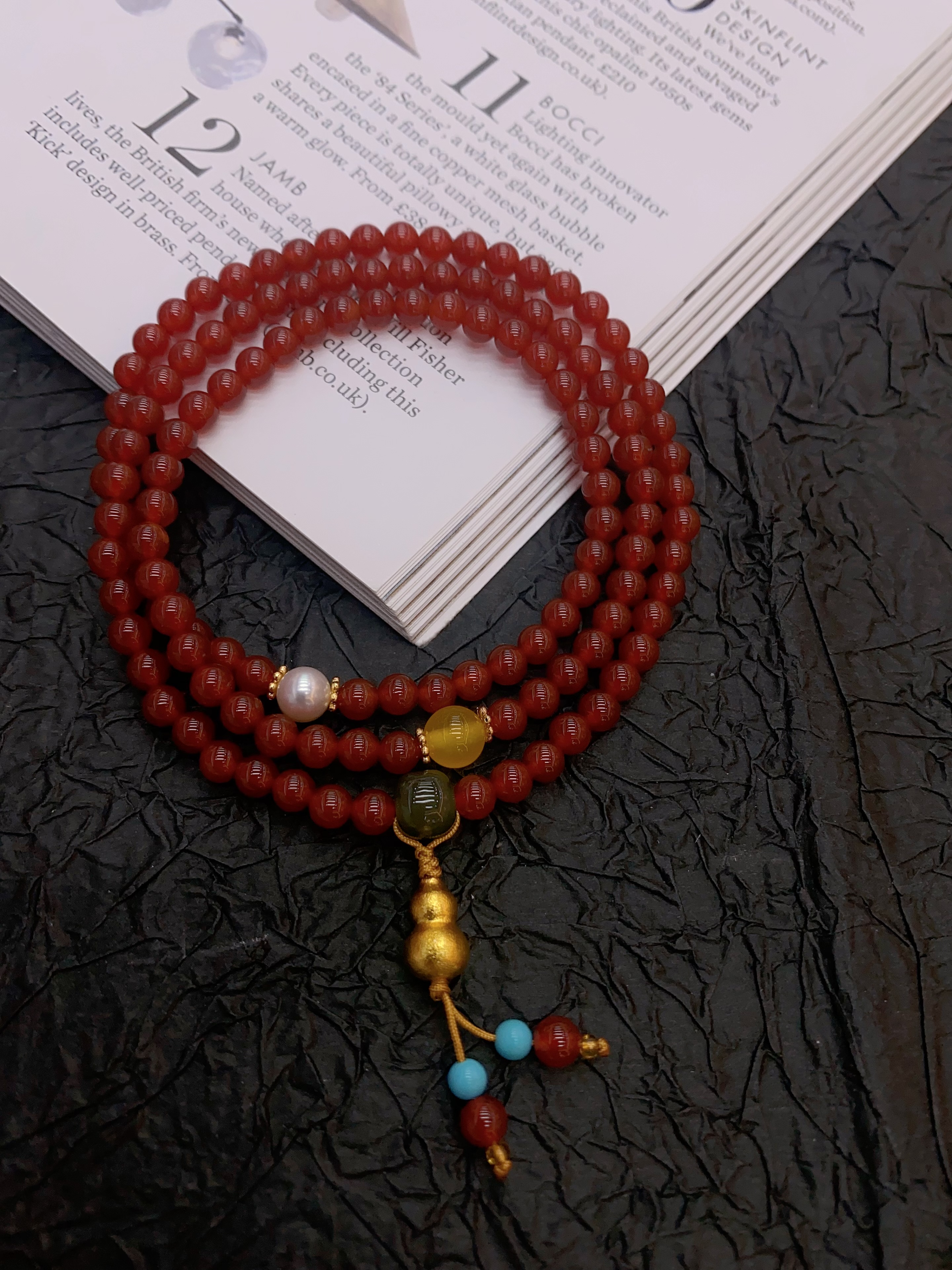 天然红玛瑙手串女款A+级红玛瑙多圈手链葫芦详情图3