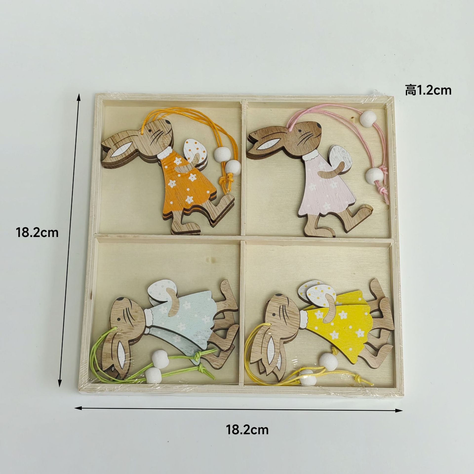 创意木质工艺品挂件复活节派对装饰品小动物托盘盒装摆件跨境 详情图13