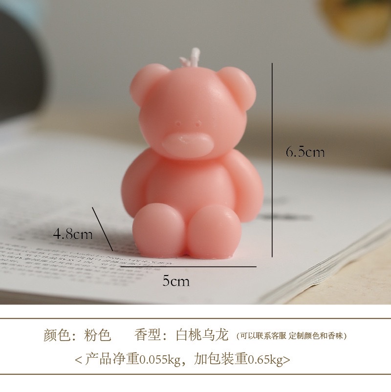 Wholesale Nordic-style birthday bear scented candles. Cute little chubby bear-shaped scented candle ornaments for Women's Day detail image 7