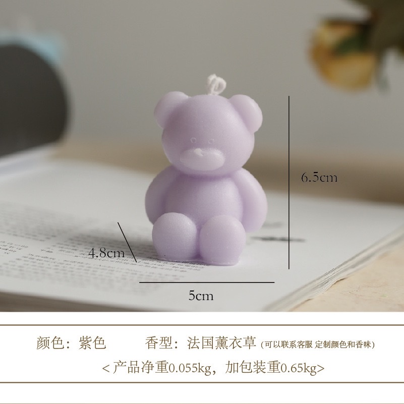 Wholesale Nordic-style birthday bear scented candles. Cute little chubby bear-shaped scented candle ornaments for Women's Day detail image 3