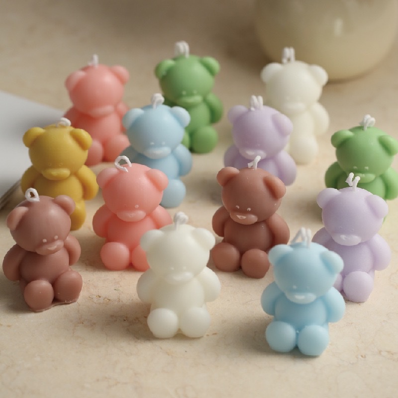 北欧风生日小熊香薰蜡烛批发 女神节可爱小胖熊造型香薰蜡烛摆件