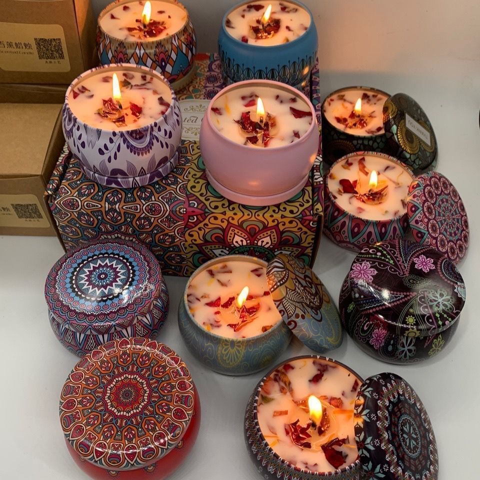 Dried flower scented candles, home living room scented candles, bedroom candles, gift box, decorative set, wedding souvenir gift details Picture