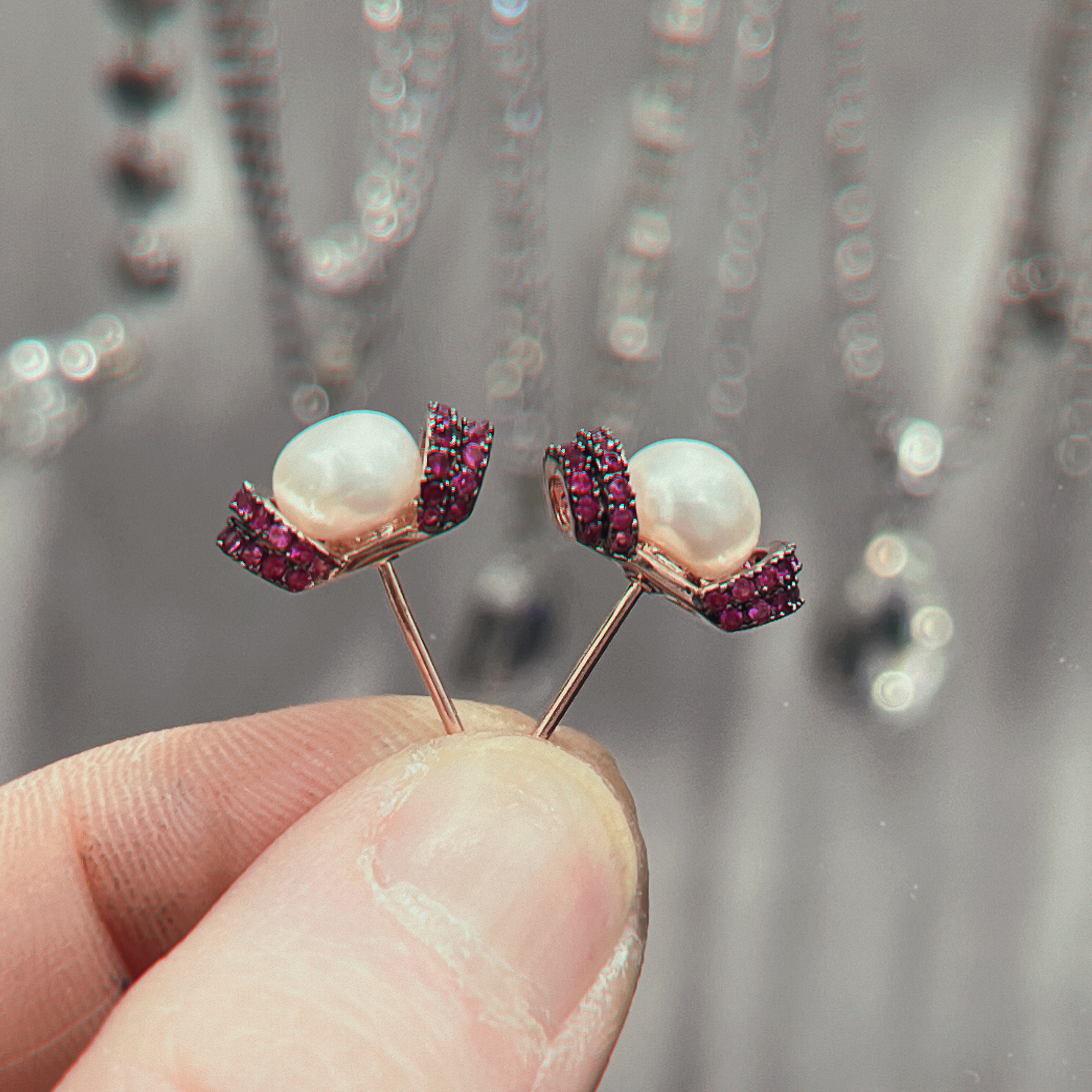 Yunyi's home gold ingot freshwater pearl stud earrings S925 silver needle earrings Zircon micro-inlaid good symbolic jewelry detail image 3