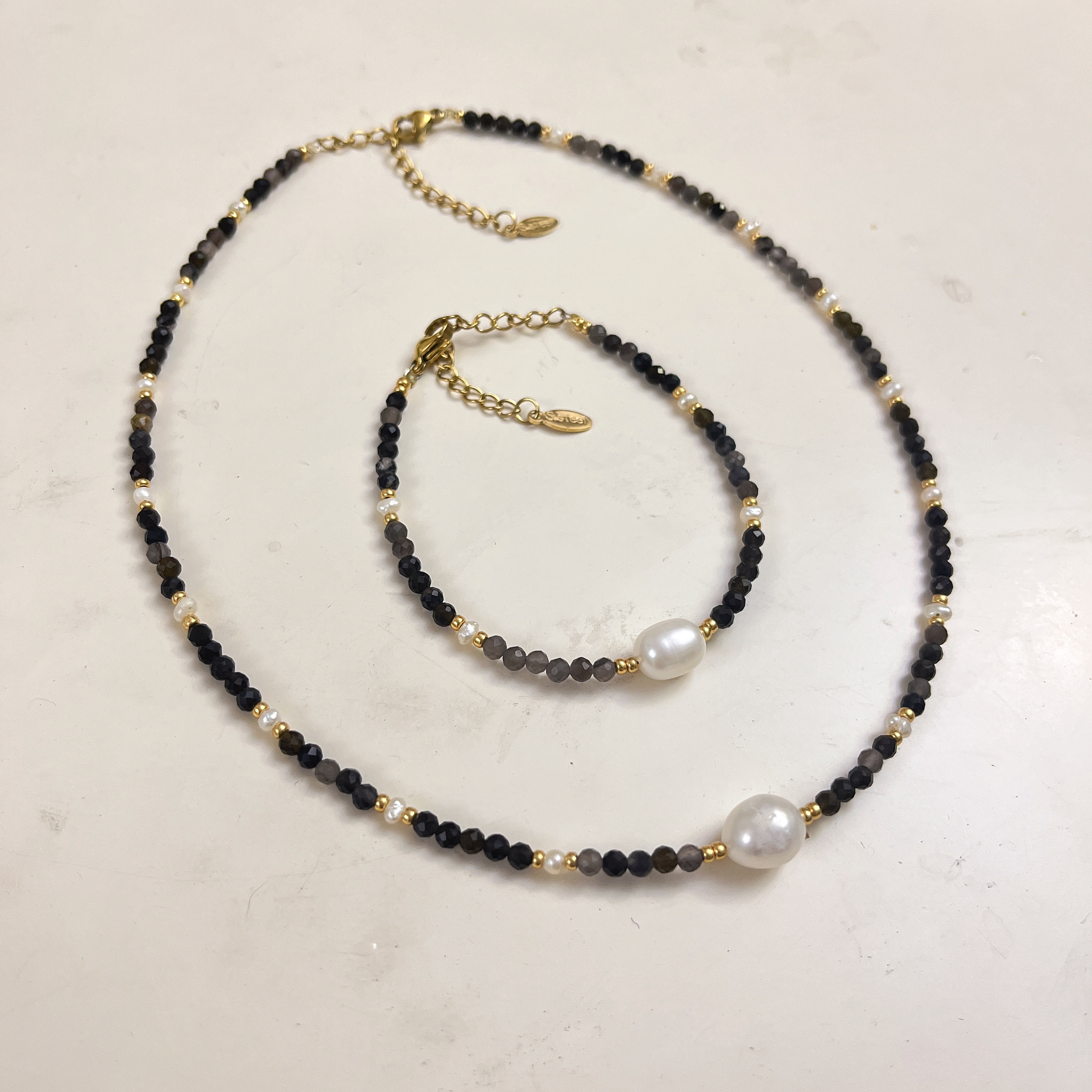 云逸饰家 淡水珍珠搭配金曜石套装原创手链项链首饰批发手饰项饰首饰套装原创新款首饰批发详情6