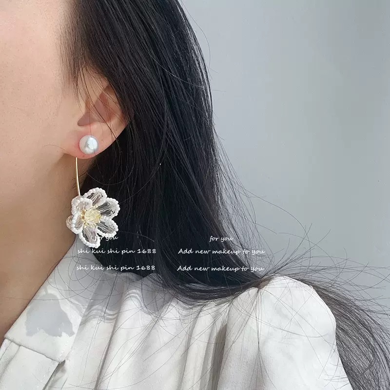 LL079耳环耳饰两种戴法水晶米珠手工款精致时尚百搭聚会通勤可搭配耳环