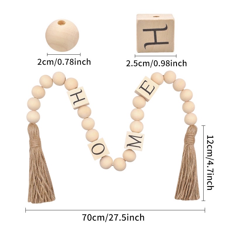 Beaded wreath modern farmhouse rural family blessing wooden letter decoration beaded wreath tray coffee table HOME Specification image