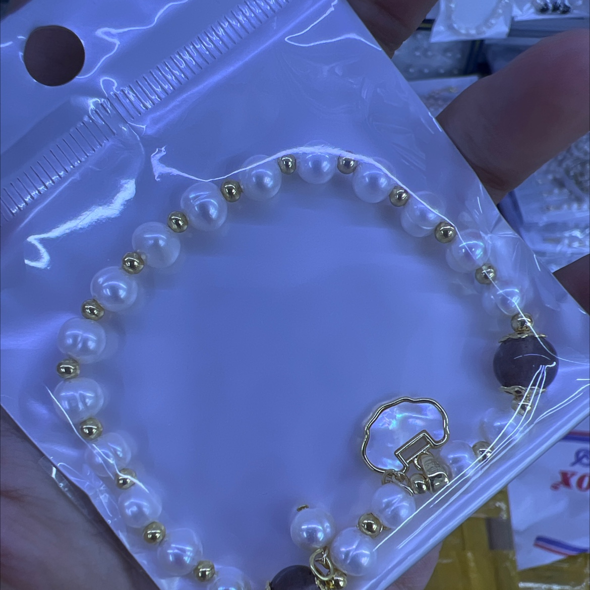 Estilo nacional ping an lock colgante perla natural pulsera de madre de bebé para mujeres pulsera vintage de lujo ins niche diseño lucky details Picture