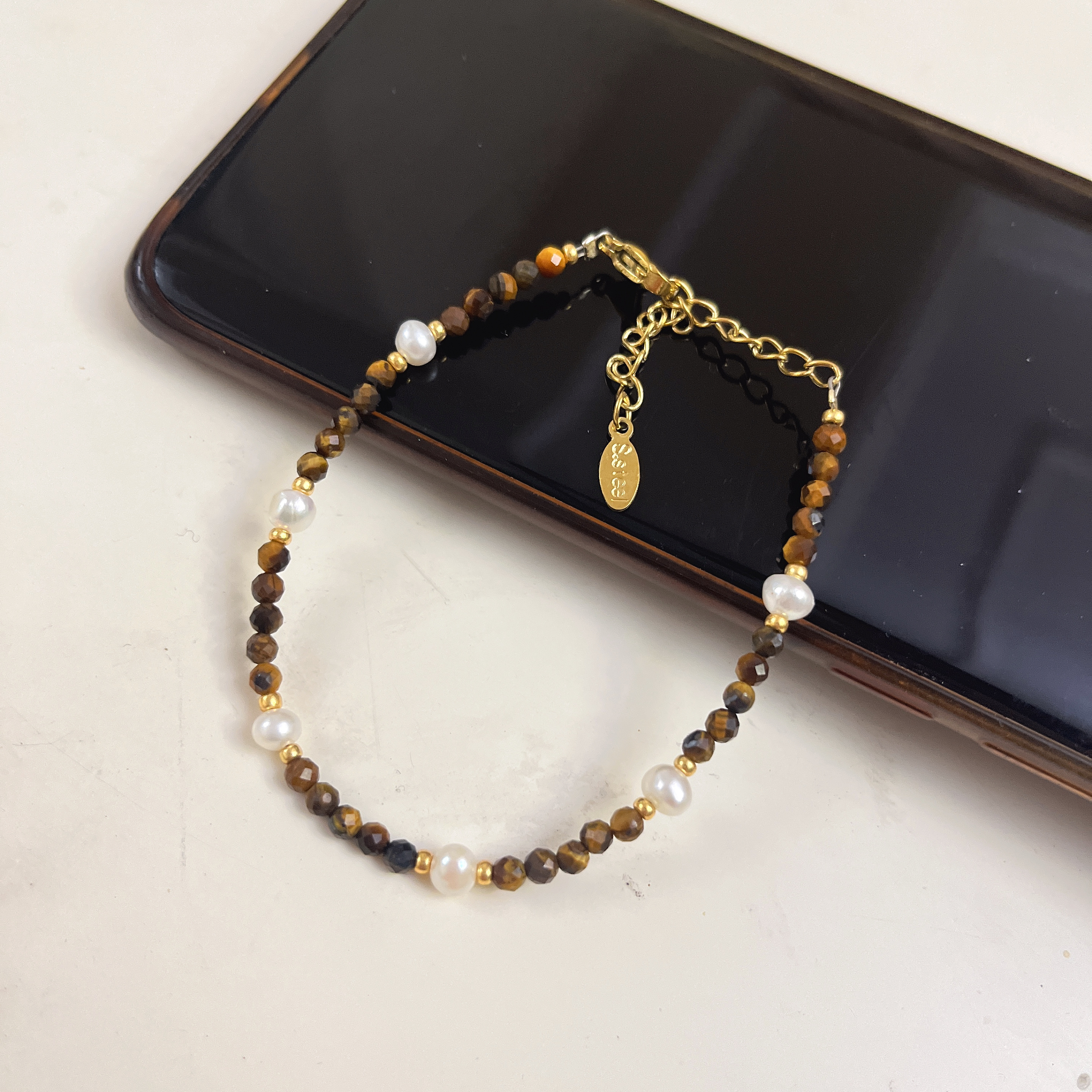 云逸饰家 天然虎眼石项链手链套装批发 淡水珍珠首饰批发手饰项饰饰品套装原创新款首饰批发详情5