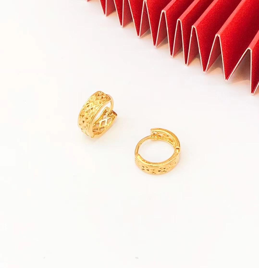 金沐首饰镀黄金耳环网红时尚耳饰潮流耳扣爆款厂家直销细节图