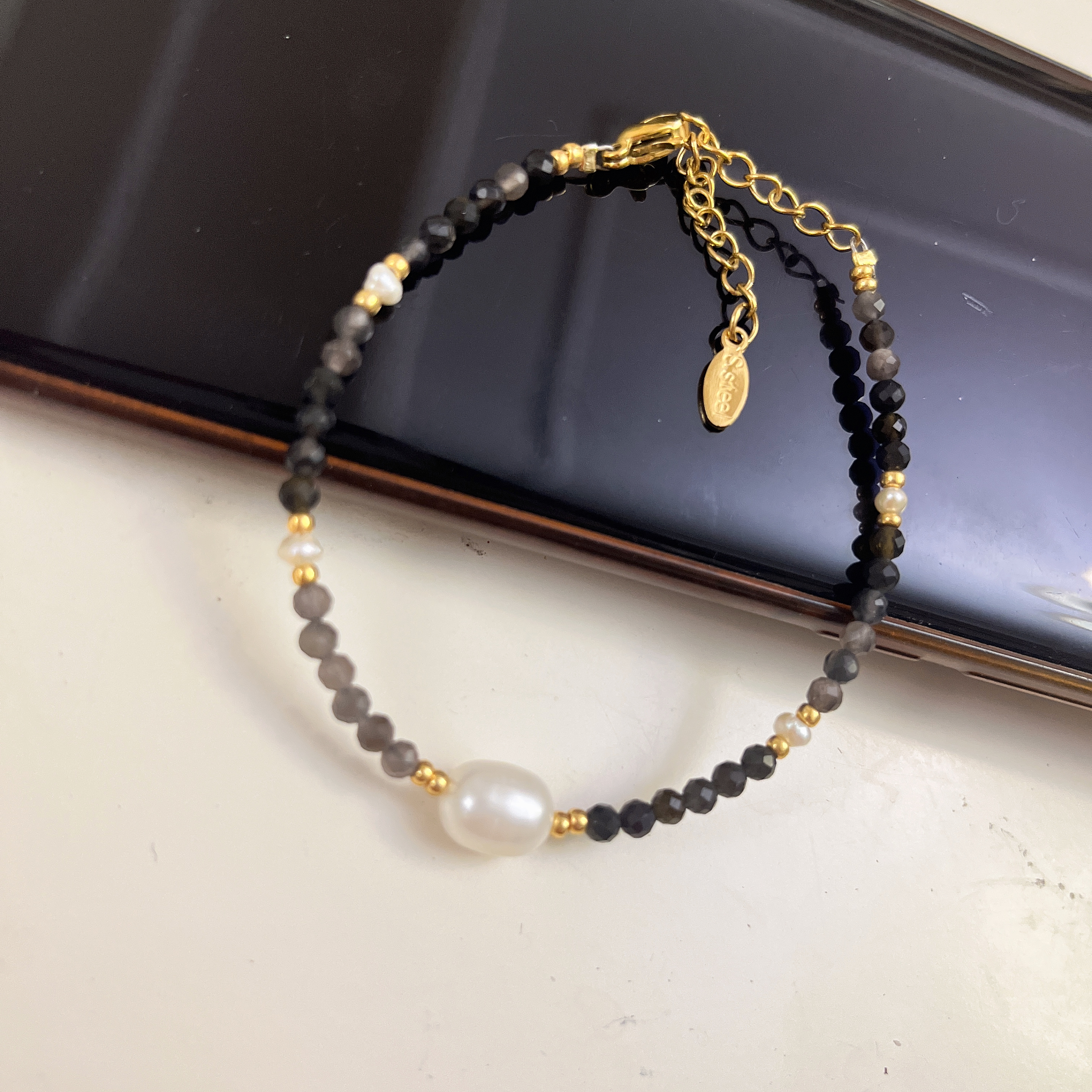 云逸饰家 淡水珍珠搭配金曜石套装原创手链项链首饰批发手饰项饰首饰套装原创新款首饰批发详情3