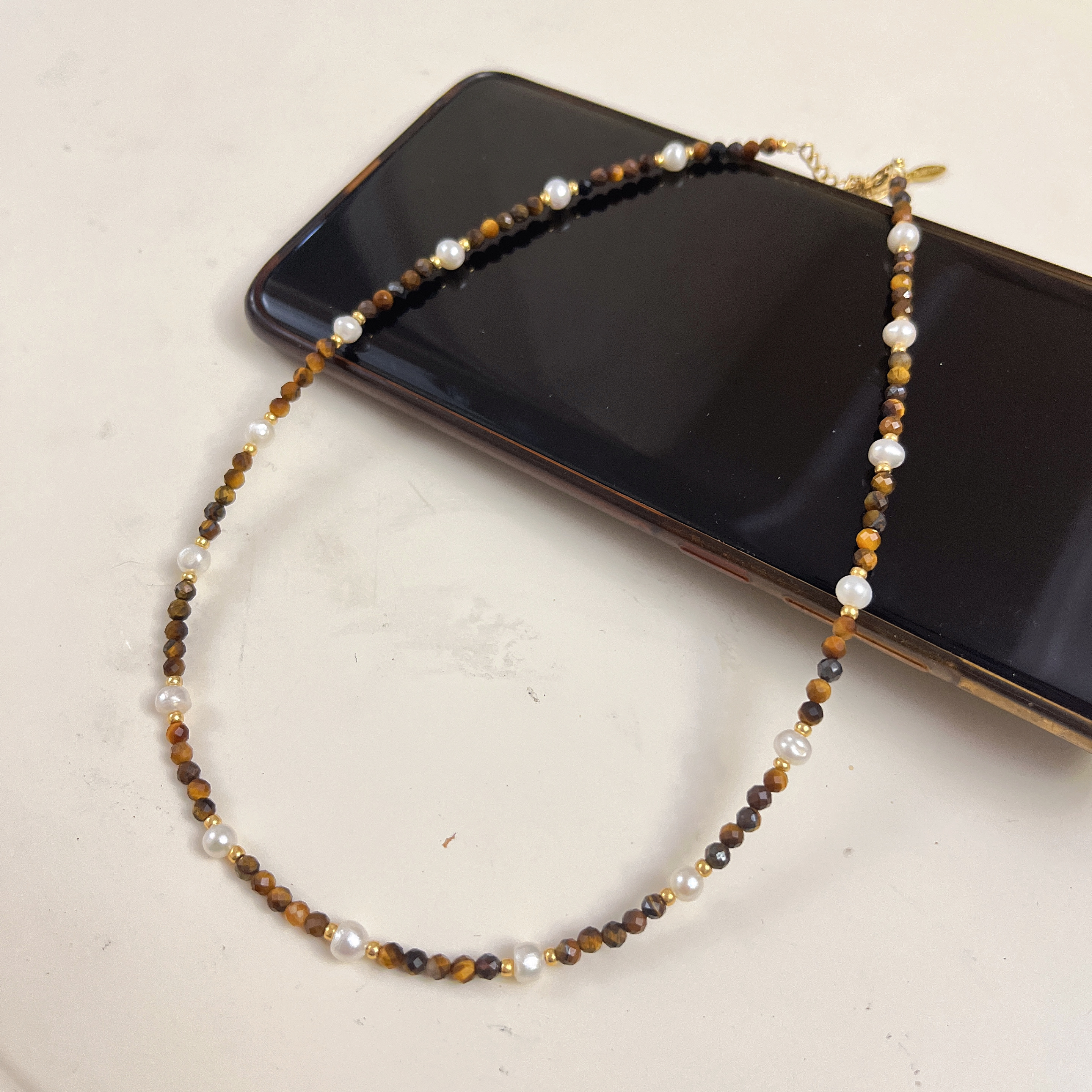 云逸饰家 天然虎眼石项链手链套装批发 淡水珍珠首饰批发手饰项饰饰品套装原创新款首饰批发详情3