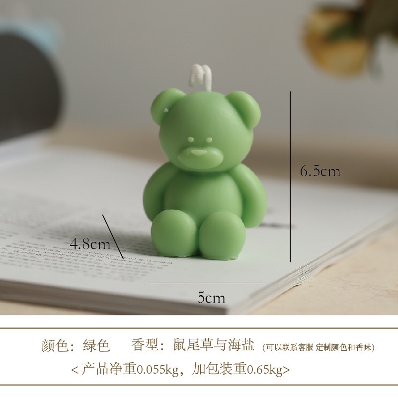 Wholesale Nordic-style birthday bear scented candles. Cute little chubby bear-shaped scented candle ornaments for Women's Day detail image 2
