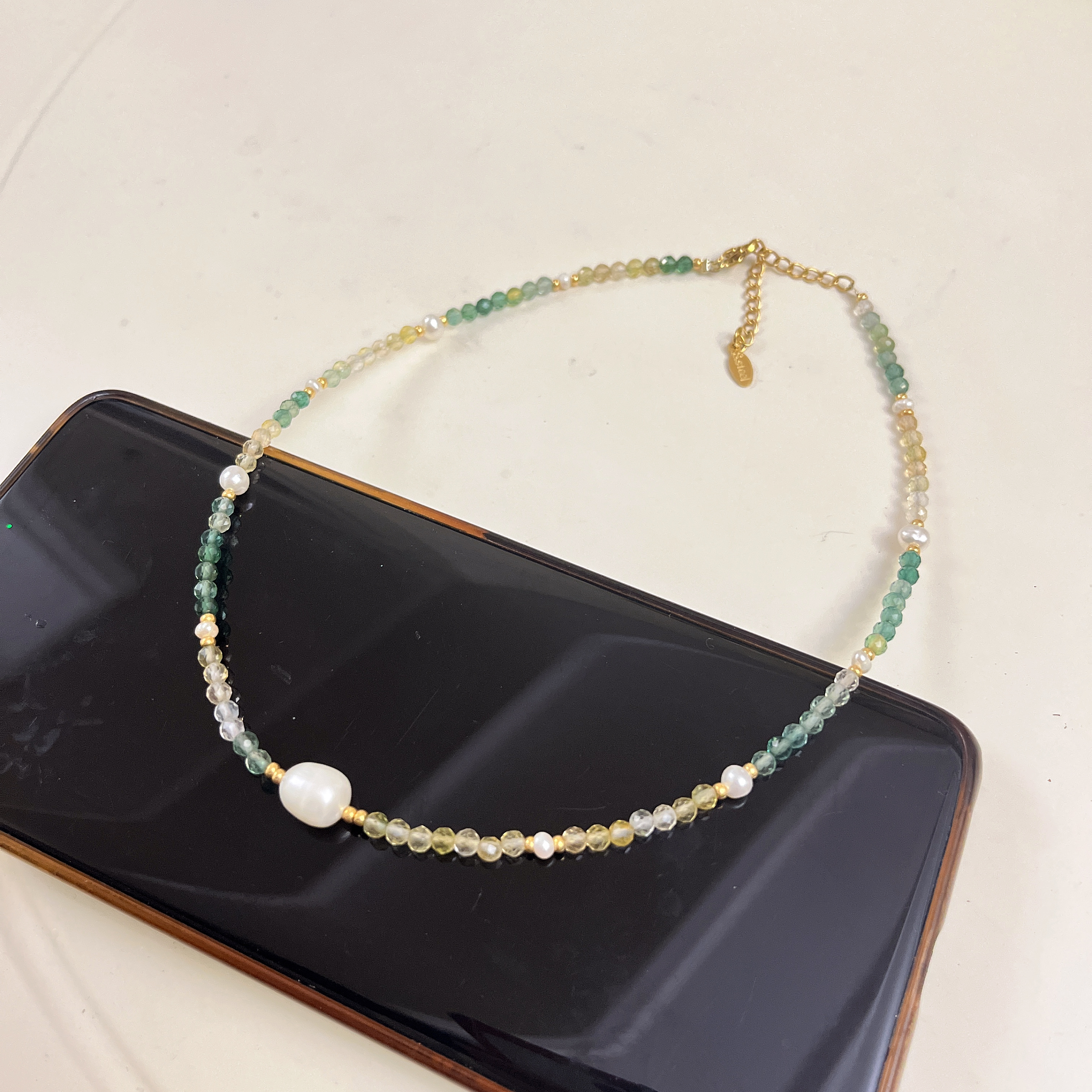 云逸饰家 天干水晶石搭配淡水珍珠手链项链套装定制原创新款手饰项饰饰品套装详情7