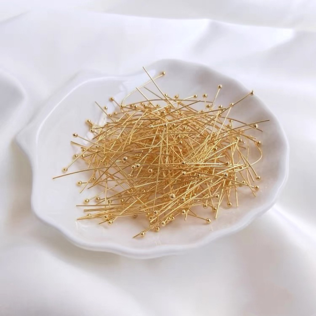 Copper-plated 18K real gold high color retention ball needle, 30mm, three colors detail image 3