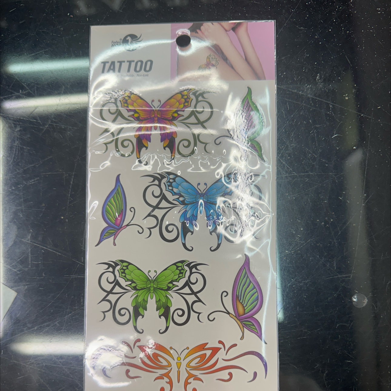 时尚彩色蝴蝶款环保无毒无味纹身贴 小清新防水持久高级贴纸遮盖