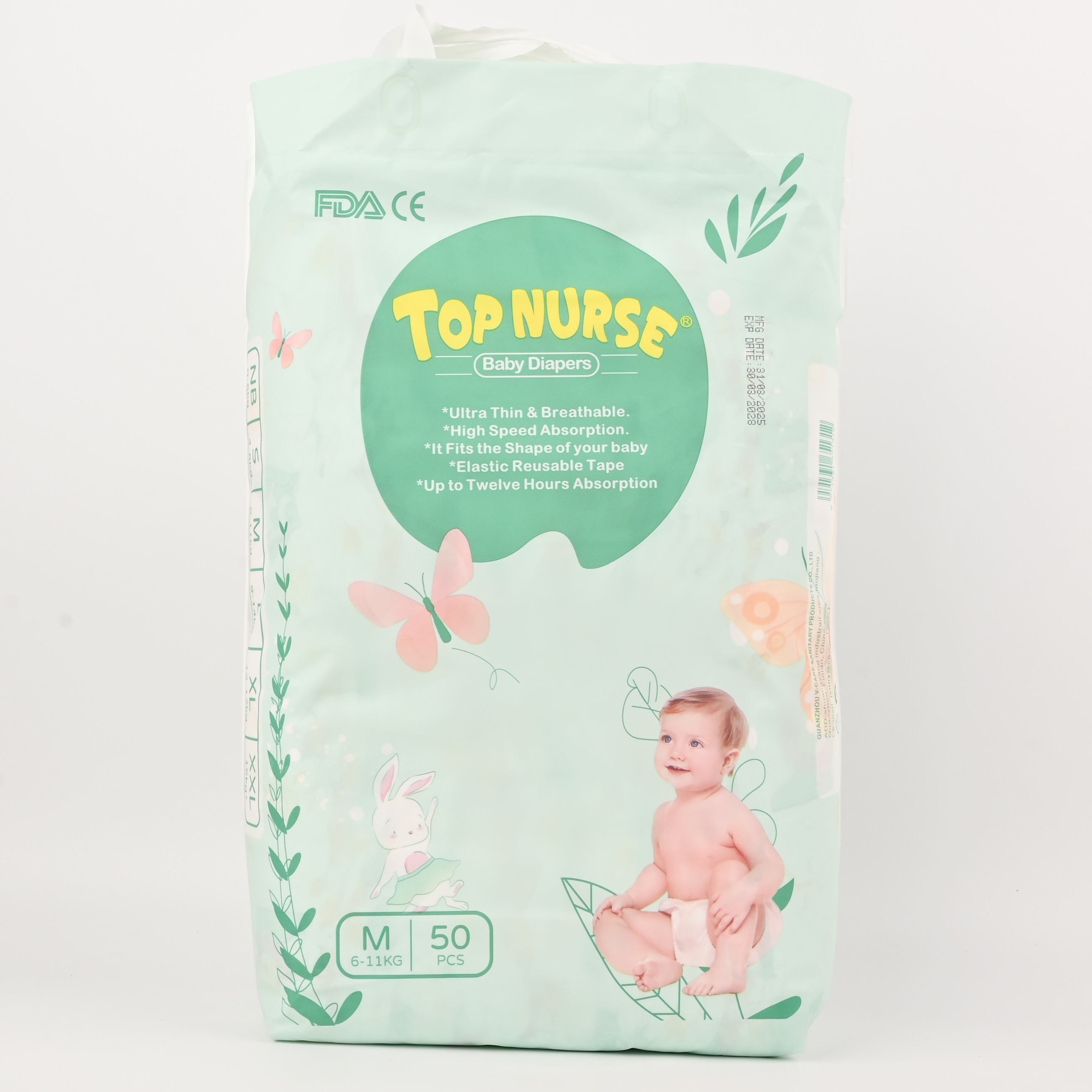 TOPNURSE Universal ultra-thin Breathable Diapers for infants and toddlers wholesale diapers for babies